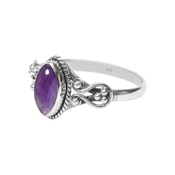 Amethyst Stone Ring, 925 Sterling Silver Statement