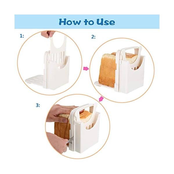 Bread Slicer, Foldable Bread Toast Slicer Bagel Loaf Bread Maker for Homemade Sandwich Bread Bagel, Quick and Safe for…