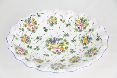 Cottura Ceramic Art Hand Painted Oval Bowl Signature Floral Pattern
