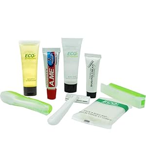 ECO Amenities All-in-Kit Travel Kit, 6-Piece Travel Size Toiletries Accessories in a Hygenic PVC Bag, 18 Kits