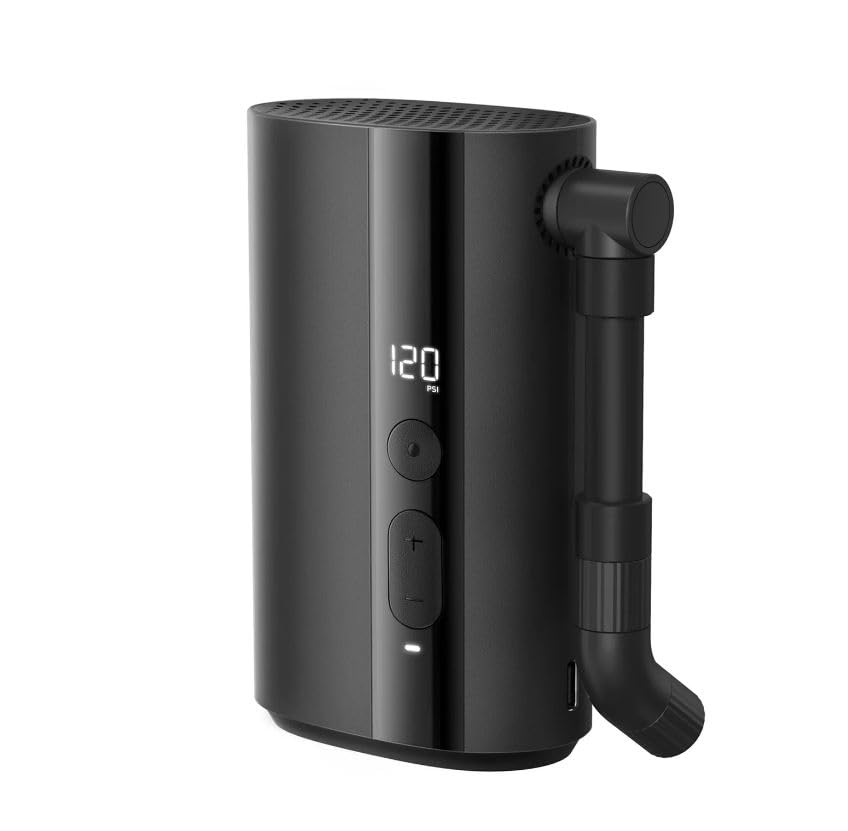 RIDENOW - Mini Portable Electric Air Pump 150Psi Digital Display, Auto Shut Off, Rechargeable 5000mAH, Universal, Presta and Schrader Fast Tires Bicycle, Motorcycle, Car…