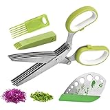 Herb Scissors and Herb Stripper of 2 in 1 Set, Stainless Leaf Herb Stripping Tool, Steel Herb Cutter with Steel Herb Cutter T