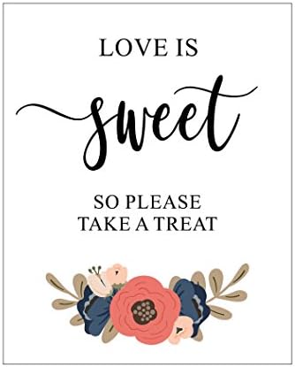 Love Is Sweet, Take a Treat, Candy Bar Sign, Blush Pink and Navy Blue, Candy Buffet, Blush Flowers, Script