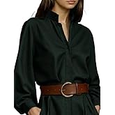 Women's Button Down Shirts Puff Long Sleeve Loose Blouses Tops Stand Collar Business Dressy Casual Elegant Top