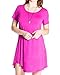 JollieLovin Women's Tunic Top Casual Short Sleeve Swing Loose T-Shirt Dress (Fushia, 1X)
