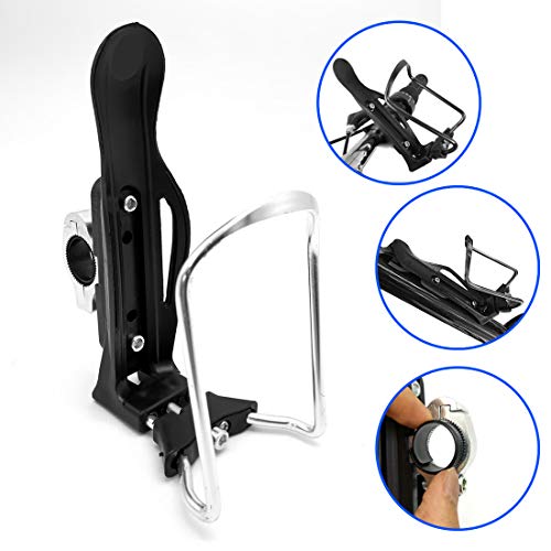 JIANKUN Adjustable Bike Water Bottle Cage,Lightweight Aluminum Alloy Bicycle Water Bottle Holder with Handlebar Mount Bracket (B-Type)