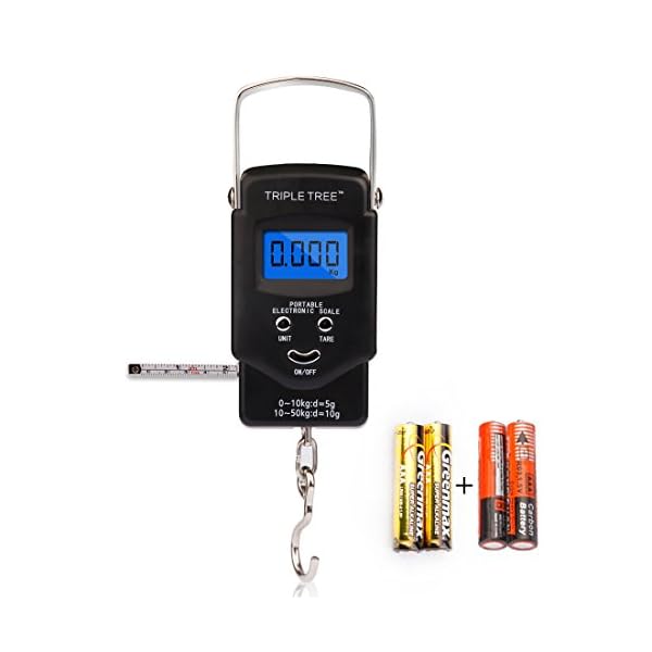 Triple-Tree-Fishing-Scale-Electronic-Balance-Digital-Postal-Hanging-Hook-Scale-with-Retractable-Measuring-Tape-2-AAA-Batteries-Included-110lb50kg