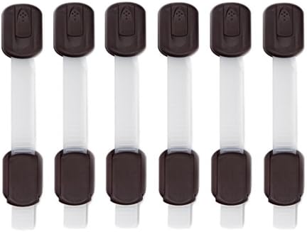 GeLivable Adjustable Child Safety Cabinets Locks No Drilling Baby Proofing Cabinet Latches for Cabinet Door Drawer Appliances Toilet Seat 3M Adhesive,6 Pack,Brown