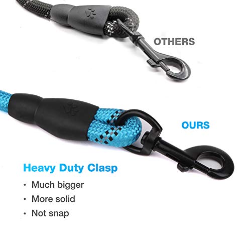 YIHATA Dog Leash Dog Leashes 6 FT Dog Training Walking Leashes with Ergonomic Soft Rubber Handle and Highly Reflective Threads, Chew Proof, Ideal for Large Medium Small Dogs (Blue) - Thumbnail 4