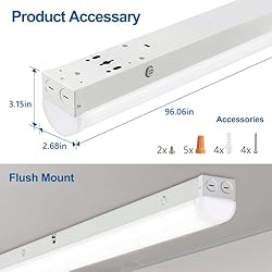 DAKASON 8FT LED Linear Light Fixture, 8 Foot LED