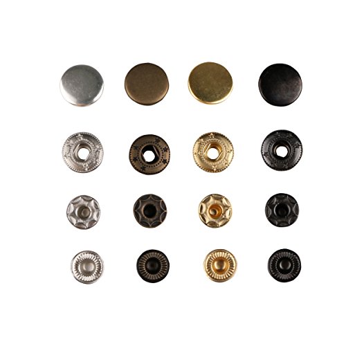 Mikimiqi 100 Sets Copper Snap Fastener Kit Button Tools Press Studs Fastener Snap Leather Rivets with Fixing Tool for Fabric, Leather Craft (12 mm) (100 Set Copper Snap)