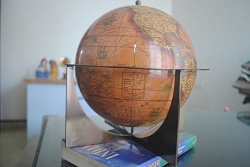The World Globe - Large Desktop Atlas with Stand - A Rotating Earth with Oceans &amp; Political Maps for Educational Geography - Real Modern Look Globes for Kids &amp; Adults antique look office desktop