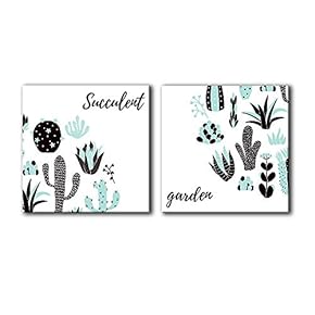 NWT Canvas Wall Art Cute Cactus Abstract Painting...