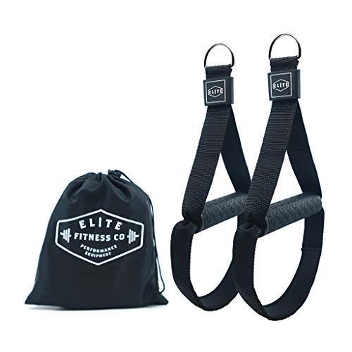 Elite Fitness Premium Gym Resistance Bands Handles with Heavy Duty Stitching, Super Strong Nylon Webbing, Sweat Resistant Wide Rubber Grip, Solid ABS Cores and Heavy Gauge D-Rings (Set of 2) - Thumbnail 3