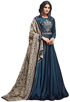 STYLE AMAZE Women's Tikona Silk Dress Material (SAFMohini 49001_Grey_Free Size)
