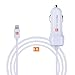 VoltronTek iPhone 7 Car Charger with Extra Length Built-in Lightning Connector for iPhone 7 7 plus 6S Plus 6 Plus 6 Se 5S 5 5C iPad Pro Air Mini 2 3 4 and Extra USB Port (White)