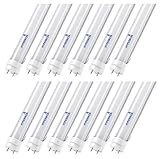 Hyperikon T8/T10/T12 LED 4FT Light Tube, 4000K (Daylight Glow), 2220 lumens, Dual-End Powered, Ballast Compatible, 18W (40W equivalent) Frosted Cover, UL & DLC, (12 Pack)