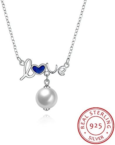 925 Sterling Silver Love Pearl Necklace Pendant FORTOP™ Fashion Jewelry for Women Girl Best Gift