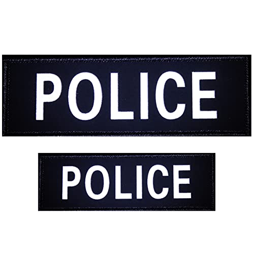 GYGYL 2 Pack Reflective Police Patch with Hook and Loop, for Police Vest Jacket Back Panel (1Pcs Small and 1Pcs Large)