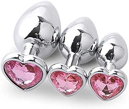 3PCS Heart Jewelry Base Staǐnless Steel for Women Men Pǐnk