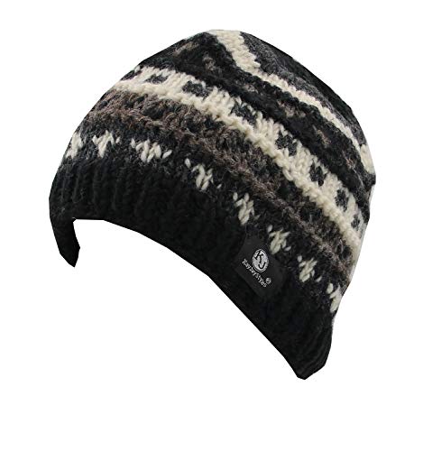 KayJayStyles Nepal Hand Knit Beanie Skull Ski Wool Fleeced Hat