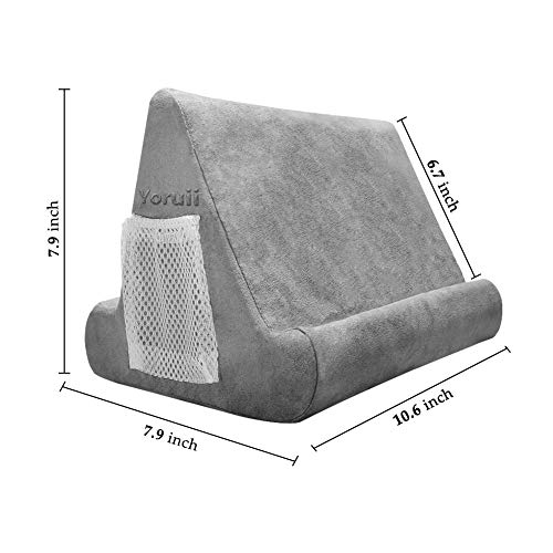 Soft Pad Pillow Stand Holder Tablet Mobile Phone Pillow Lap Stand Multi-Angle Reading Support Pillow Stand Suitable for Tablet Computer Ereader Smart Phone and Books (Grey)