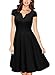 Miusol Women's Retro V Neck Cap Sleeve 1950'S Cocktail Evening Swing Dress (X-Large, Black)