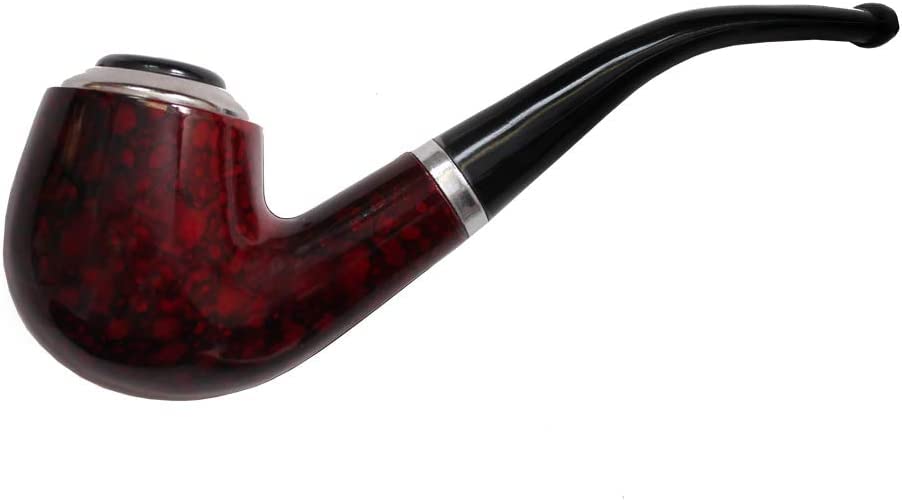 Fake Brown Smoking Pipe Prop - Victorian Detective Style Fancy Dress Accessory. Brown Polished Wood Bent Billiard Pipe for Victorian Detective & Murder Mystery Events