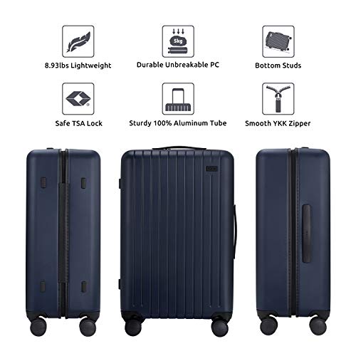 26 Inch Hardside Luggage with Spinner Wheels, Medium Rolling Checked Suitcase PC Lightweight