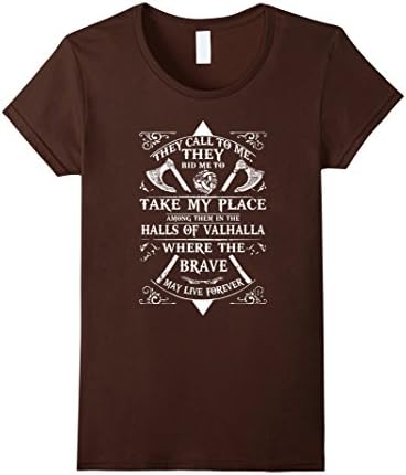 Women's Viking Prayer T-shirt - Valhalla Shirt Medium Brown