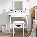 Vlush Vanity Makeup Table with Flip Top Mirror Solid Rubber Wood Dressing Table Writing Desk, 6 Organizers Makeup Accessories & 1 Drawer, White