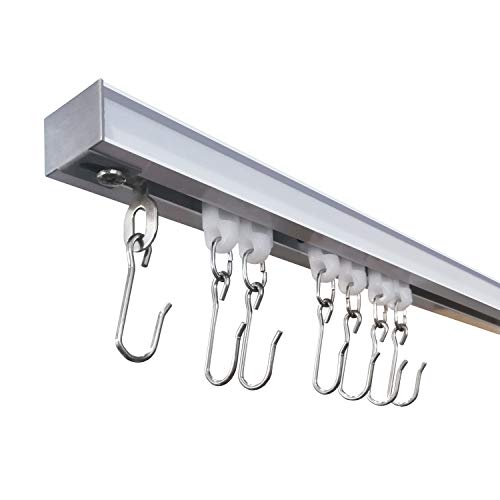 ChadMade Room Divider Ceiling Track Set with Hooks, X-Large Size for Space 12ft - 18ft Wide, Easily Cut to Size