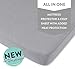 Ely's & Co. Patent Pending Waterproof Cotton Quilted Pack n Play Sheet | Mini Crib Sheet | All in one Mattress Pad Cover and Cozy Sheet, Grey