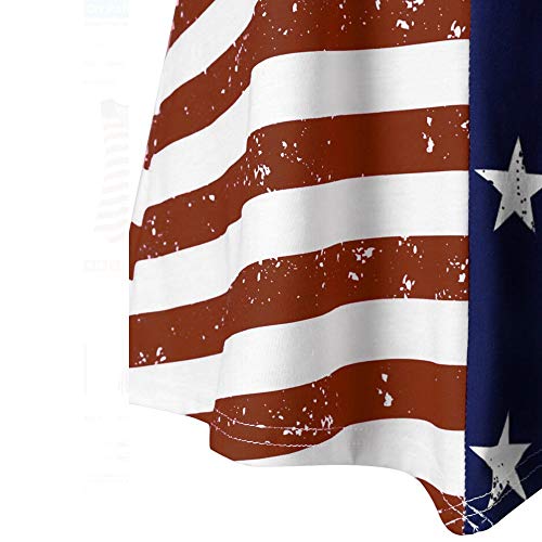 Independence Day Fashion Women's American Flag Print Lace V-Neck Patriotic Vest Shirt - Thumbnail 3