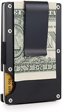RFID Blocking Money Clip Aluminum Pop-up Card Case Magnet Slim Wallet (Black)