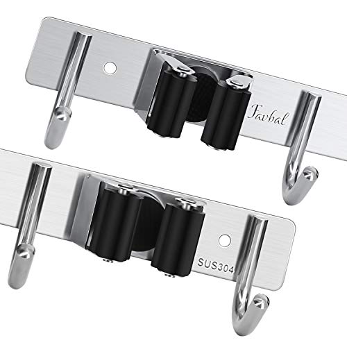 Favbal Broom Hanger Wall Mounted, 2PCS Mop and Broom Holder Wall Mount