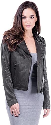Linea Pelle Women's Washed Hooded Leather Jacket (M)