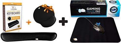 CushionCare Mouse Pad With Wrist Rest Pad Orange Color + Large Black Gaming Mouse Mat (Blue) - Soft and Breathable Material, Non-Slip Rubber, Smooth Cloth Surface