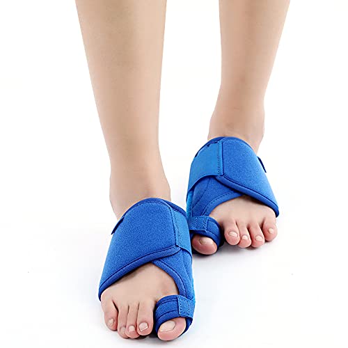 Bunion Corrector Day and Night, Bunion Splints with Arch Support Gel Pads, Hallux Valgus Corrector Bunion Brace Big Toe Straighteners for Bunion, Hallux Valgus, Flat Foot Pain Relief (BLUE)