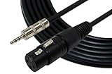 GLS Audio 6ft Cable 1/8" TRS Stereo to XLR Female - 6' Cables 3.5mm (Mini) to XLR-F Cord for iPhone, iPod, Computer, Video Camera and More - Single