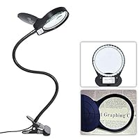 Tomshine Dimmable LED Lighted Magnifying Glass Lamp Mental Clamp 3X/10X Full Spectrum Daylight Desk Magnifier with Light Hands Free for Table Reading Close Work Bench Task Craft