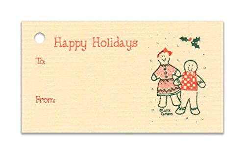 (15 Tags) GINGERBREAD CHRISTMAS TAN GIFT TAGS & STRINGS. HAPPY HOLIDAYS. TO: FROM: HANG TAGS