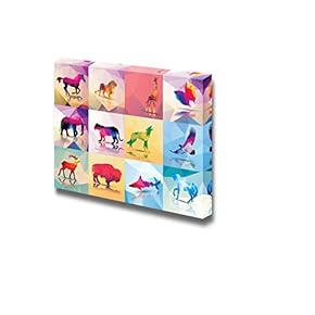 Canvas Prints Wall Art - Collection of Geometric Polygon Animals | Modern Wall Decor/Home Decoration Stretched Gallery Canvas Wrap Giclee Print. Ready to Hang - 12" x 18"