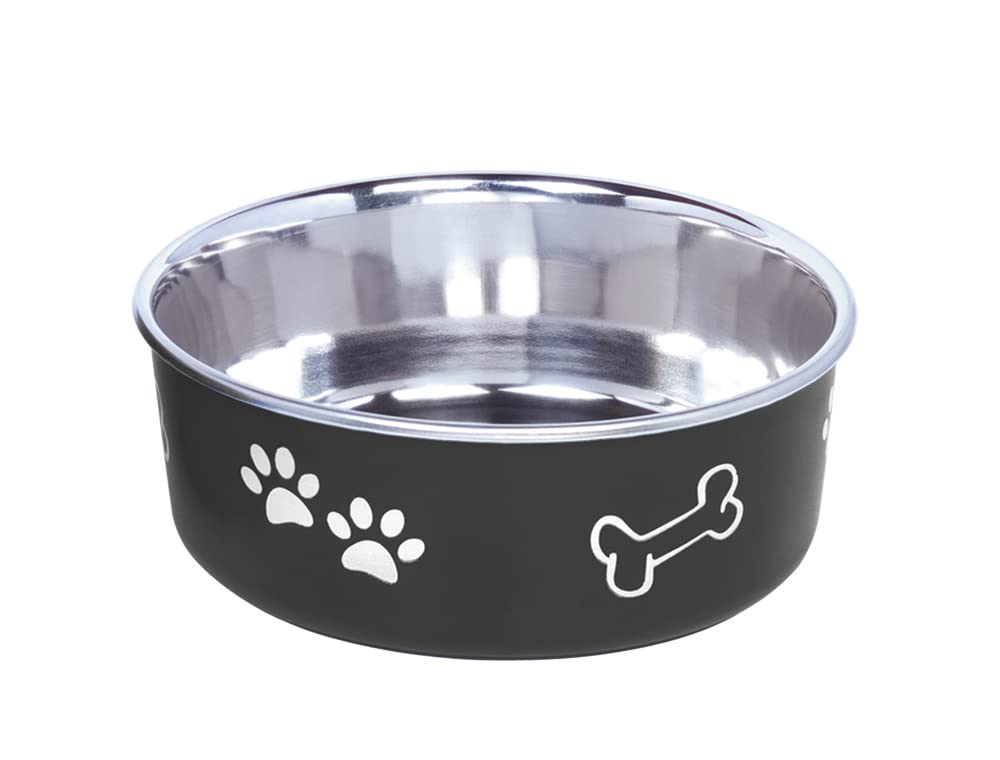 Nobby 73857 Stainless Steel Bowl Fusion, Anti-Slip Black, 16 cm, 0.94 Litres