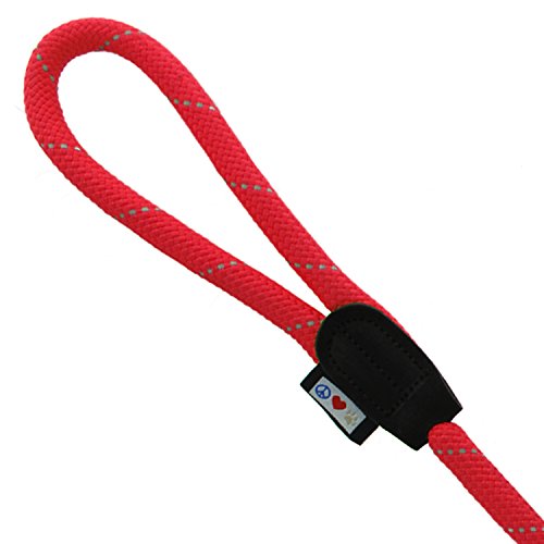 Pawtitas Pet 2 Dog Leash Medium - Large Reflective Rope Leash 6 ft Red
