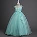 Princess Flower Long Girls Pageant Tutu Dresses Kids Prom Puffy Tulle Dance Party Fall Wedding Bridesmaid Ball Gown Turquoise 10-11 Years