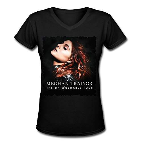 Meghan Trainor The Untouchable Tour 2016 Fashion V Neck T Shirt For Women Black