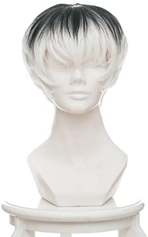 Cfalaicos Short Black White Gradient Cosplay Wig