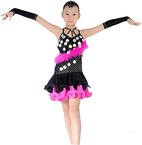 Wgwioo Children'S Student Straps Latin Dance Performance Costumes Girls Wear Kids Stage Performances Dresses Group Match Clothes Modern