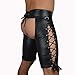 FEESHOW Men's Faux Leather Lace up Shorts Pants Jockstrap Underwear Briefs